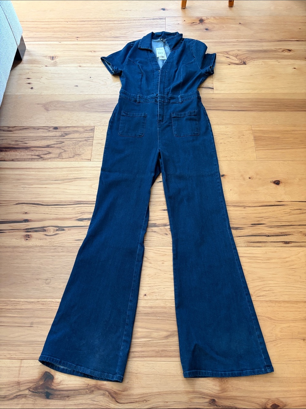 Versona Dark Blue Denim Short-Sleeve Jumpsuit